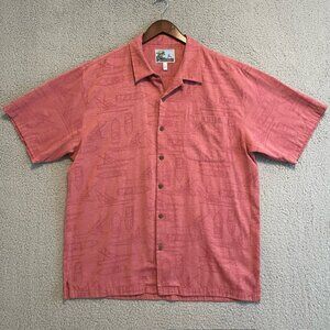 AFTCO Shirt Mens 3XL XXXL Bluewater Red Button Up AOP Fishing Yachting Sailboat